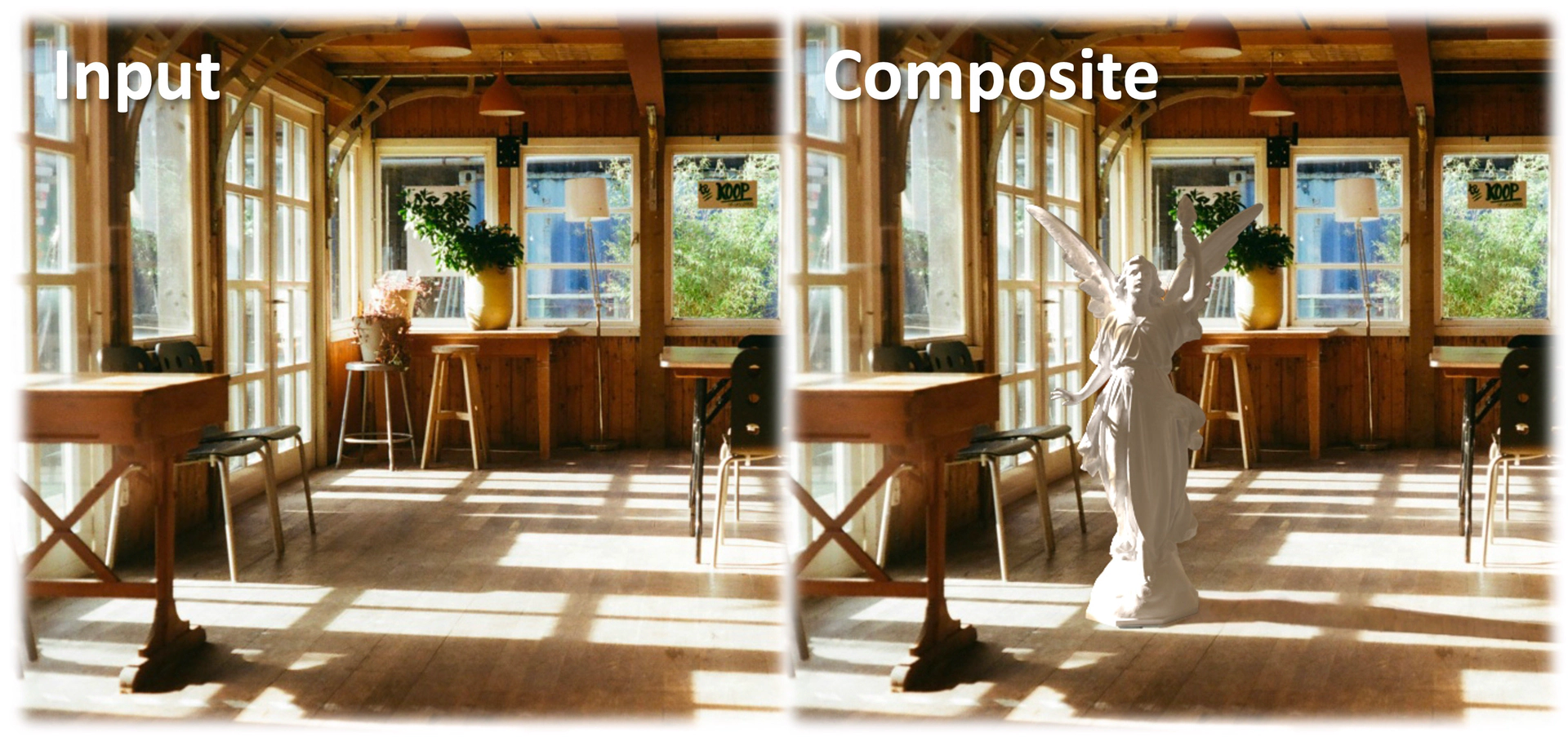 ProjectiveShading: Inserting 3D Objects into Indoor Images with Complex Shadows